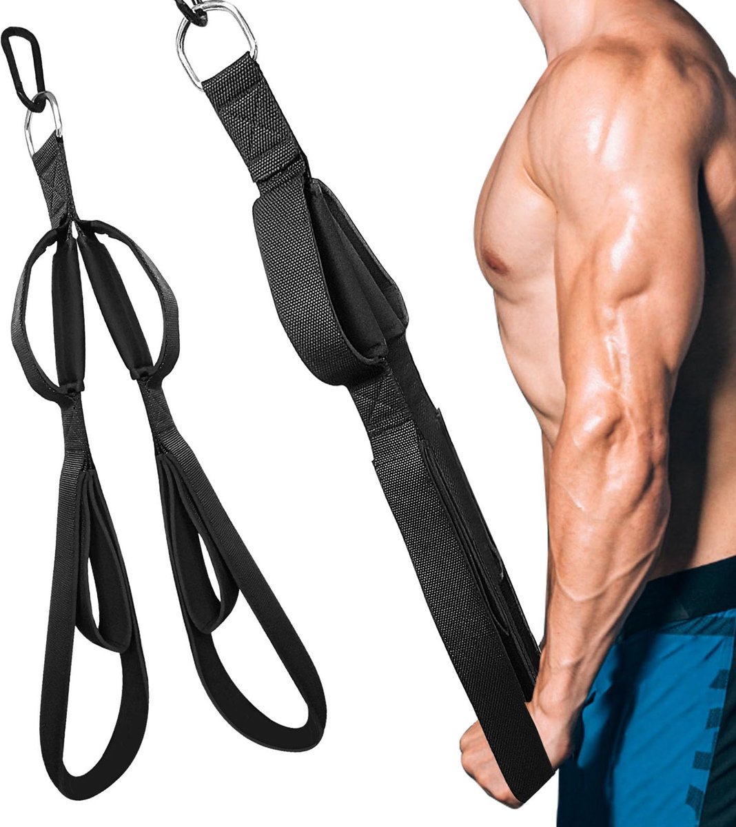 Trizeps Touw - Met 3 Lengtes - Voor Kabeltrek, Latzug, Biceps & Triceps Training