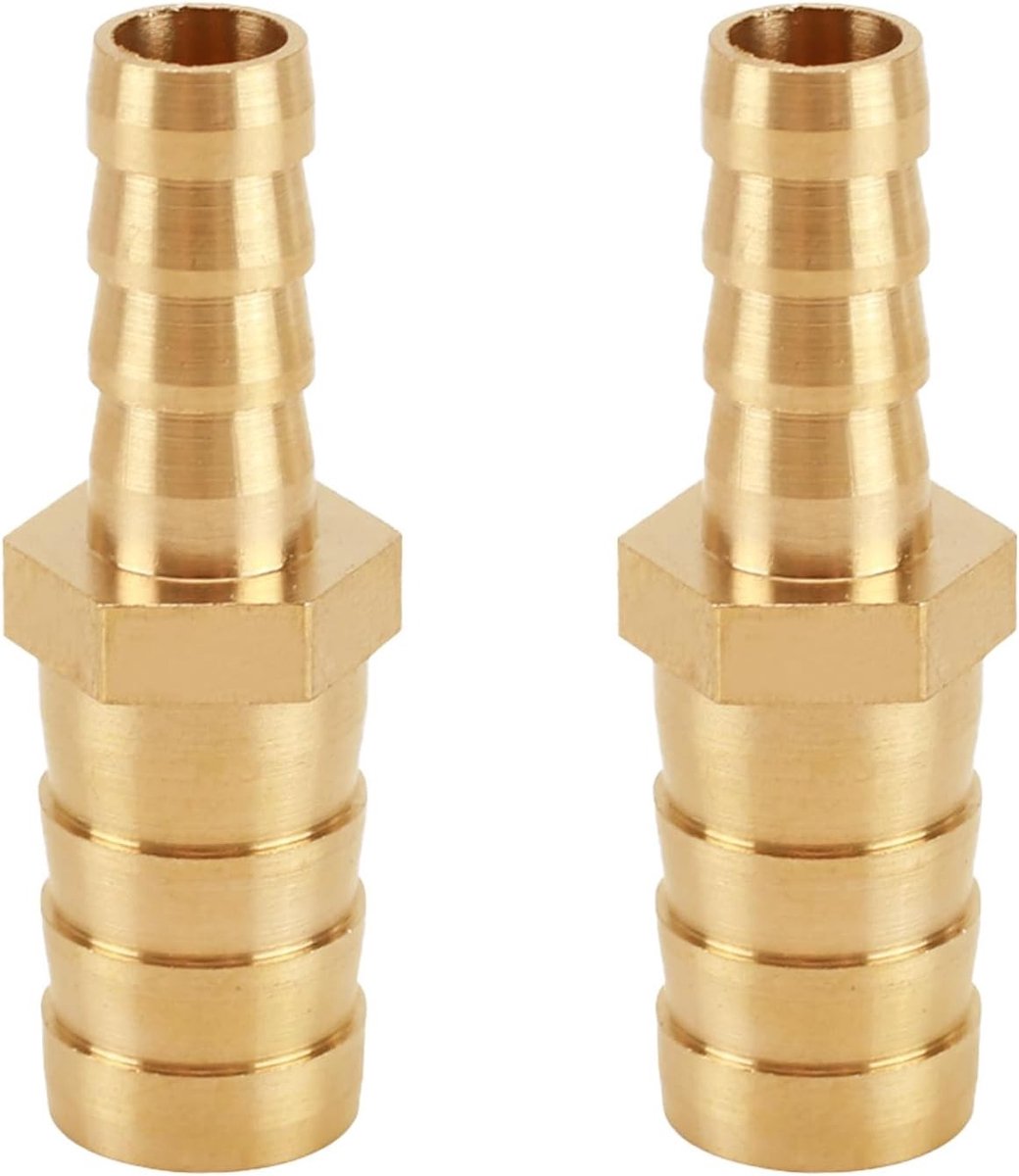 Hose Connector Adapter Set van 2 Stuks, 10mm x 6mm, Messing Reducer voor Water, Gas en Luchtgebruik