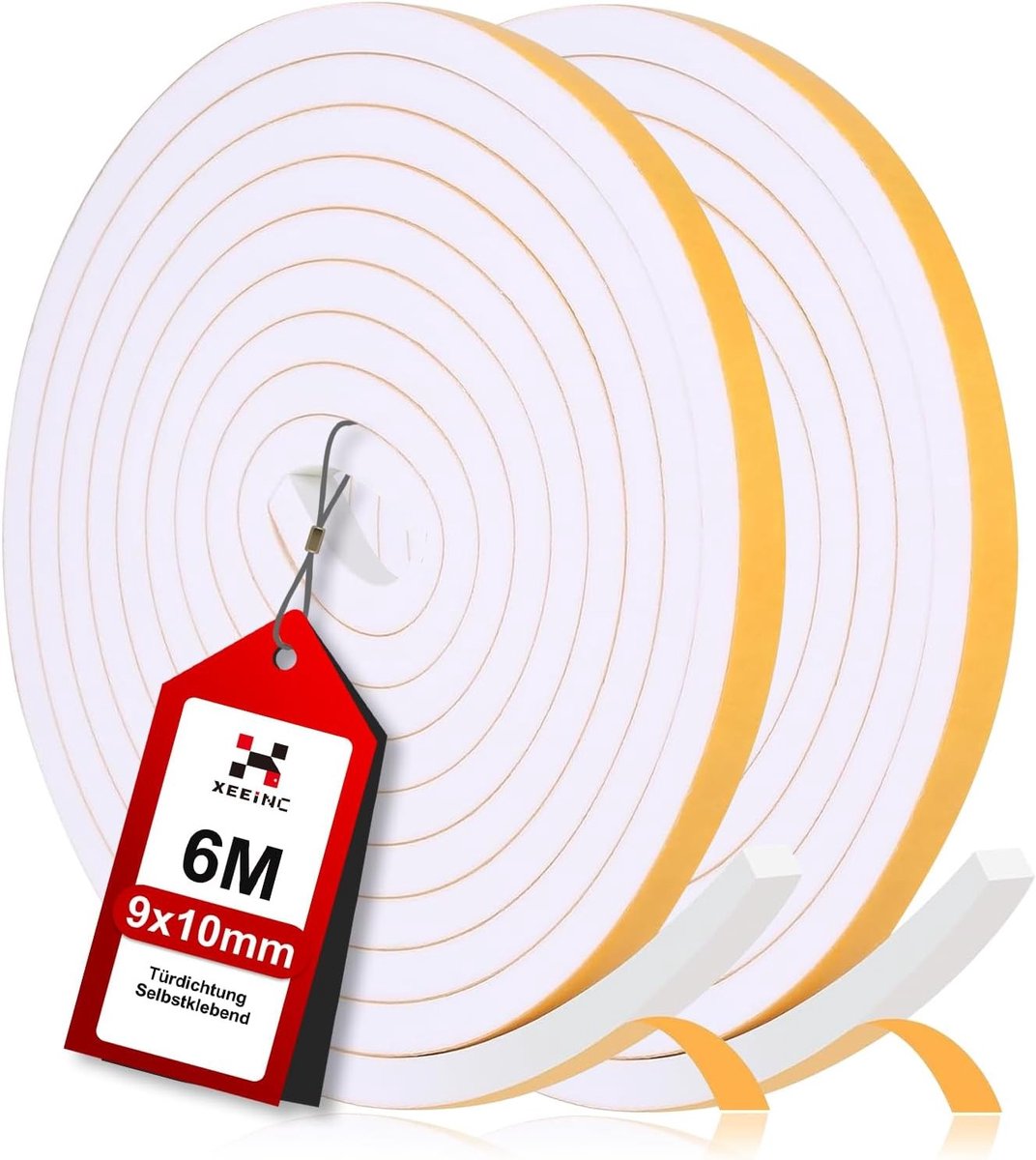 Zelfklevende Afdichtstrip 6 Meter - Tochtstrip voor Deur en Raam - 9mm x 10mm - Geluidsdicht en Tochtwerend