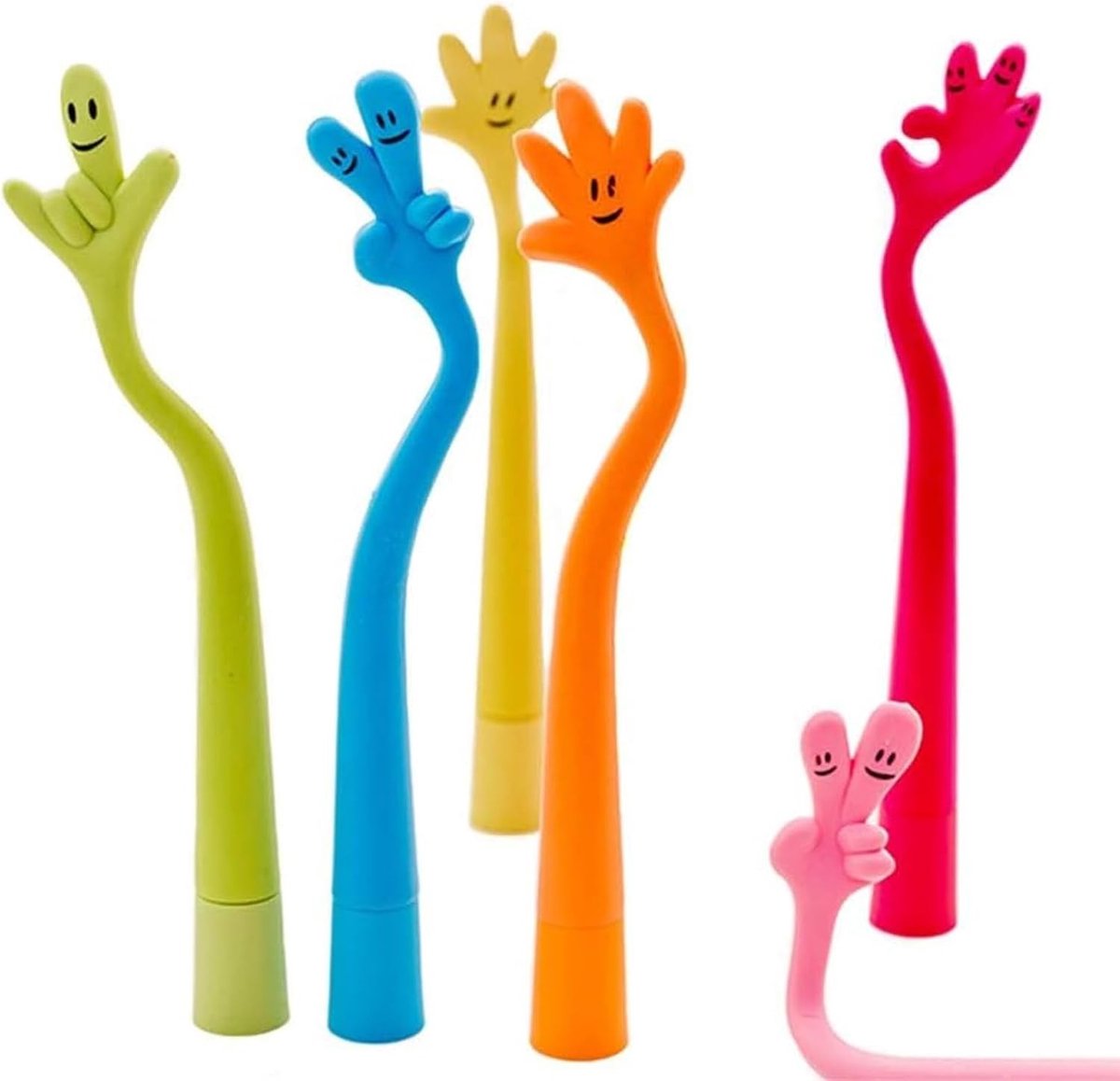 Schattige Siliconen Handvorm Ballpoint Pennen - 24 Stuks Flexibele Vingerpennen voor School, Kantoor, Feest en Cadeaus