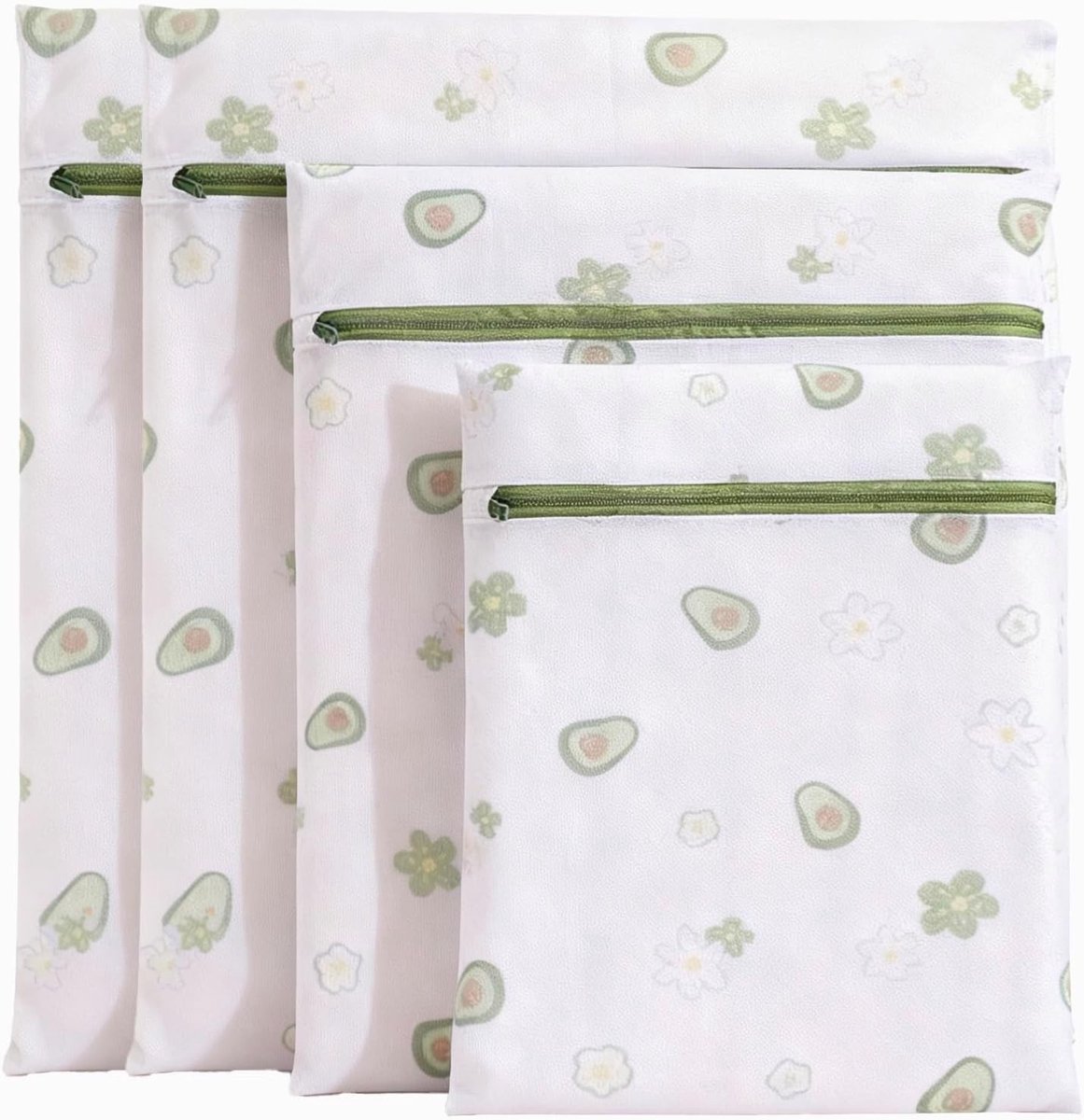 Vierdelige wasnetten in diverse maten, versterkt waszak voor wasmachine met fijn gaas, zelfsluitende rits, scheur- en slijtvast, ideaal voor delicate kleding en lingerie