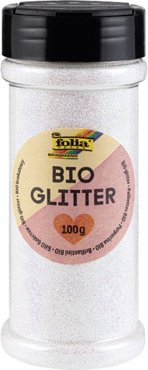 folia BIO Glitter, 100 g, iriserend roze, biologisch afbreekbaar