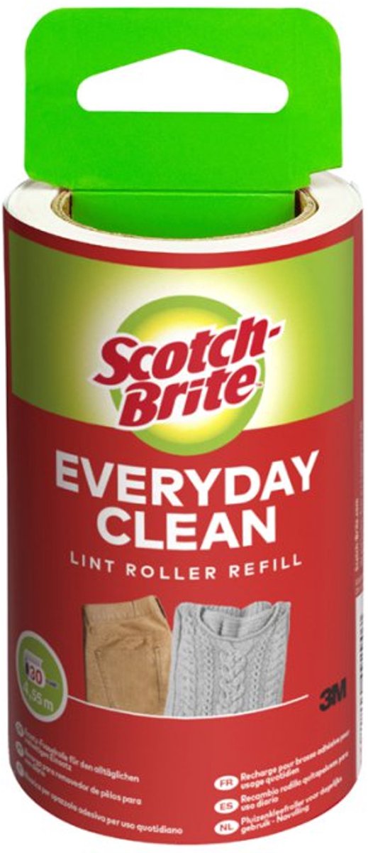 Scotch Brite pluizenroller Everyday Clean, ergonomische greep, grijs, 40 vel