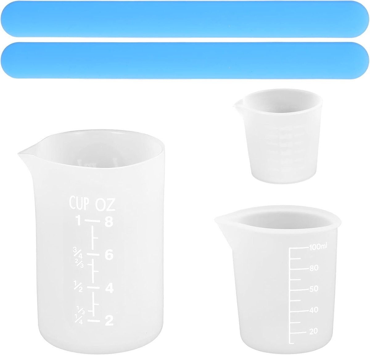 3 stuks siliconen maatbekers, 30 ml/100 ml/250 ml siliconen bekers om te - ShopVlot