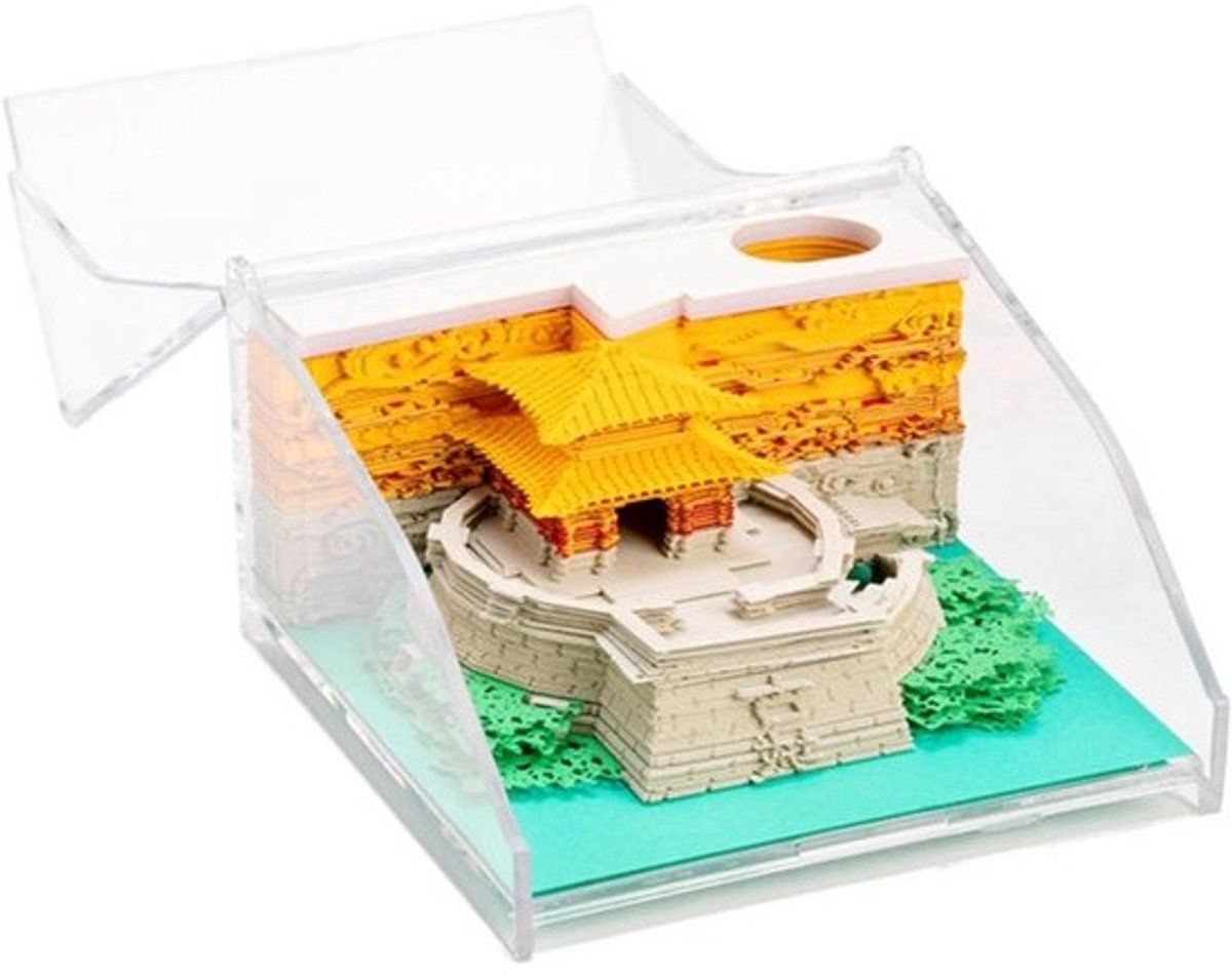 3D-memoblok - Kunstzinnig kladblok - Voor het maken van notities - Gedetailleerd papiersnijwerk - 9x9x4cm - Veelkleurig