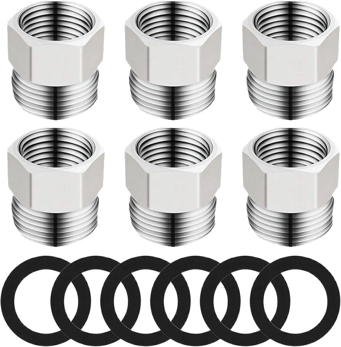 Reducer 1/2 naar 3/8 - RVS met nikkelcoating - 6 afdichtringen - Duurzaam en drukbestendig - ShopVlot