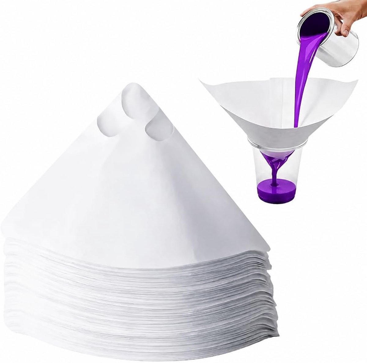 Filter voor verfpapier - 100 stuks trechtervormige verfzeef Ø16 cm - nylon gaas - ideaal voor verf en inkt - ShopVlot