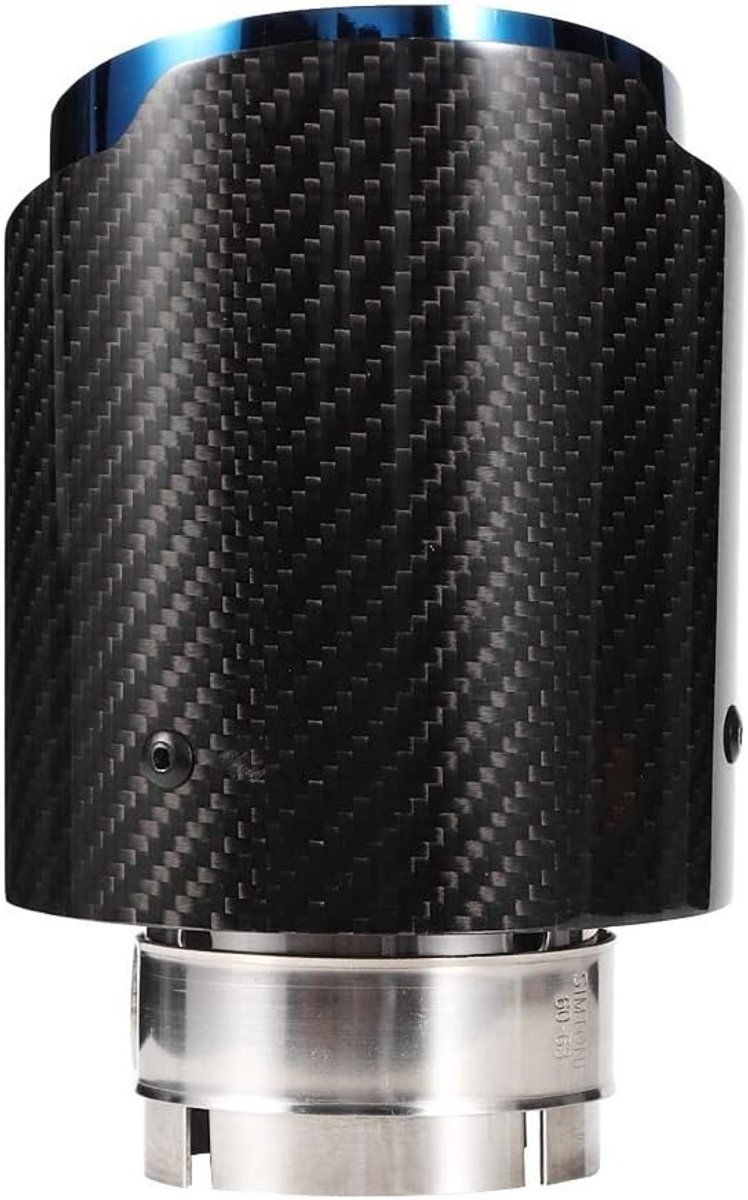 Zwarte Carbon Fiber Uitlaatpijp - Glanzende Uitlaatcover voor Auto, Rechthoekige Uitlaatmond, 63-101mm, Duurzaam en Lichtgewicht