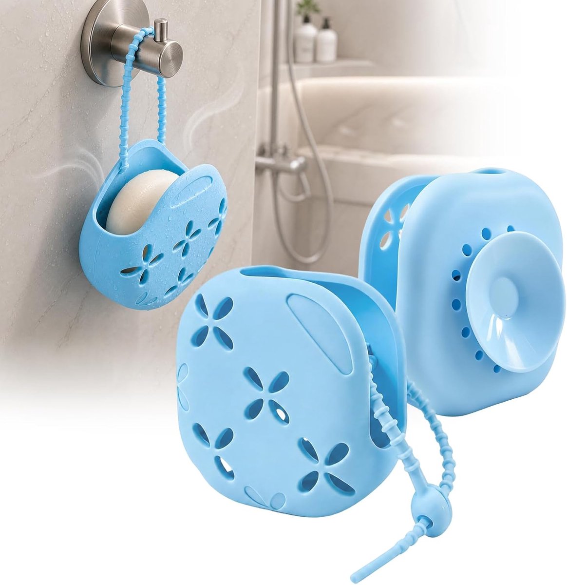 Douche stoom tray houder - silicone - met zuignap en afvoer - perfect voor douche en bad - ShopVlot