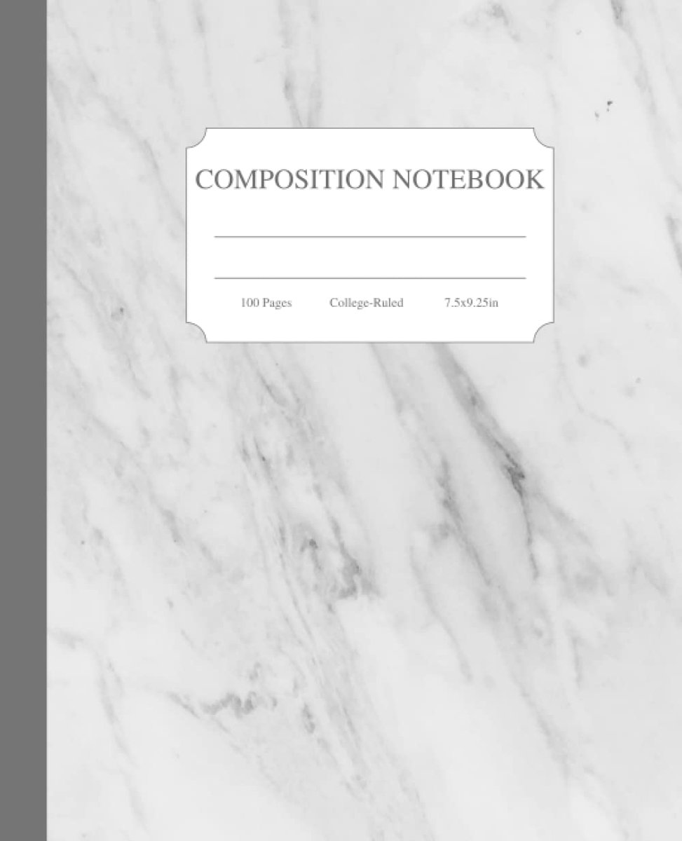 Black And White Marble Composition Notebook: Beautiful Elegant Marble Cover, 100 College Ruled Pages, 7.5x9.25. For - ShopVlot