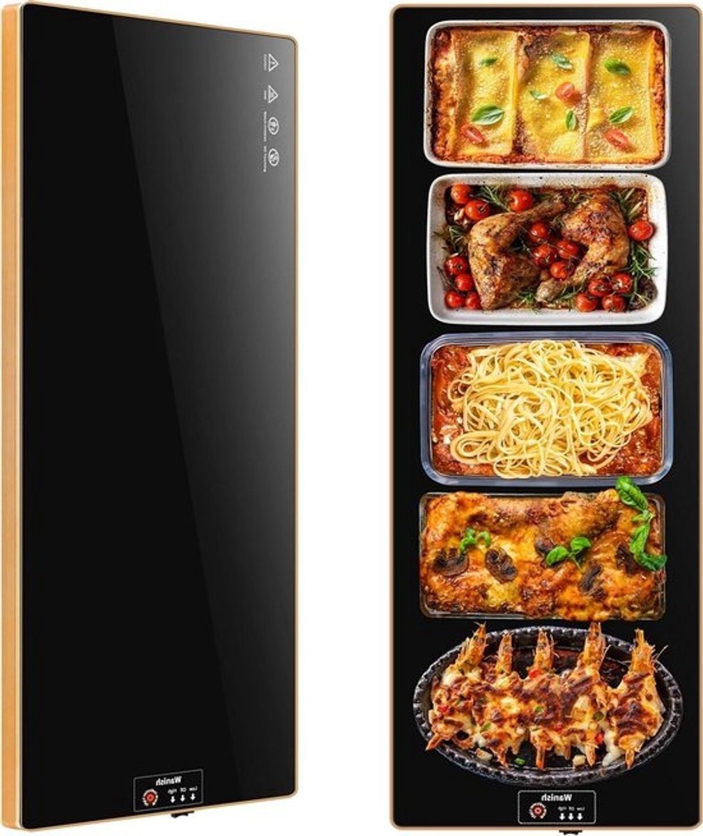 Elektrische warmhoudbak - Voedselwarmhoudmat - Buffet serveren - Verwarming over het volledige oppervlak - 40 x 12 inch - Zwart