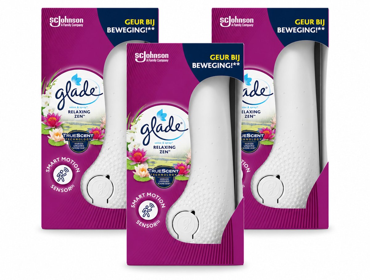 3 x Glade - Houder Sense & Spray - Relaxing Zen - 18 ml - Voordeelverpakking - 3 stuks