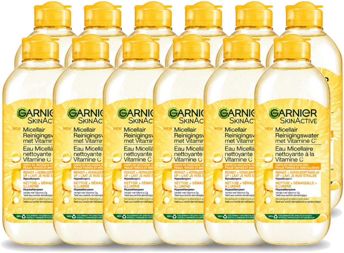 12 x Garnier - SkinActive - Micellair Water - Vitamine C - Reinigingswater - 400 ml - Voordeelverpakking - 12 stuks
