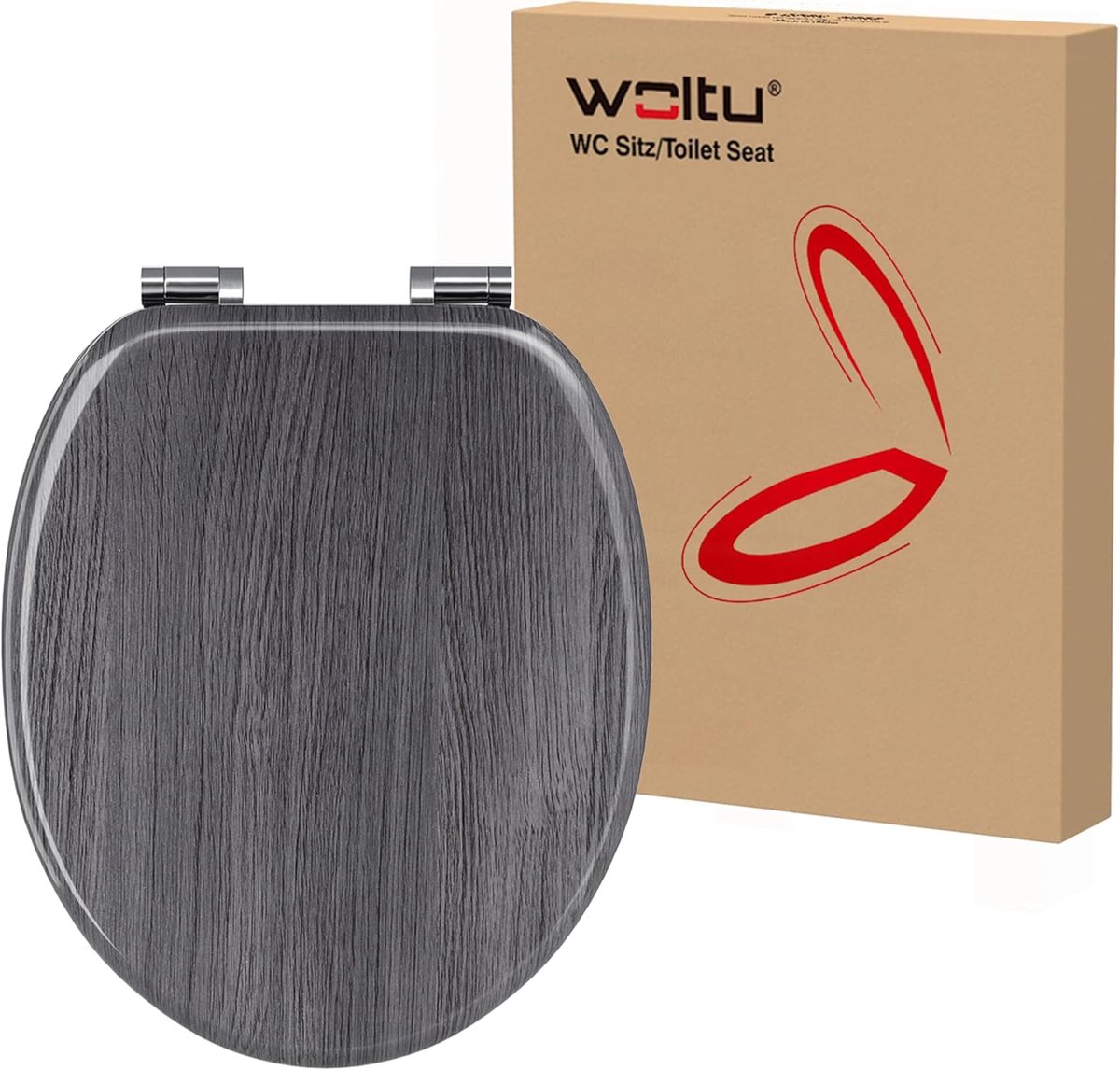 Toiletzitting met soft-close mechanismen - MDF houten kern - Antibacterieel - Stil sluitend voor rustige nachten - ShopVlot