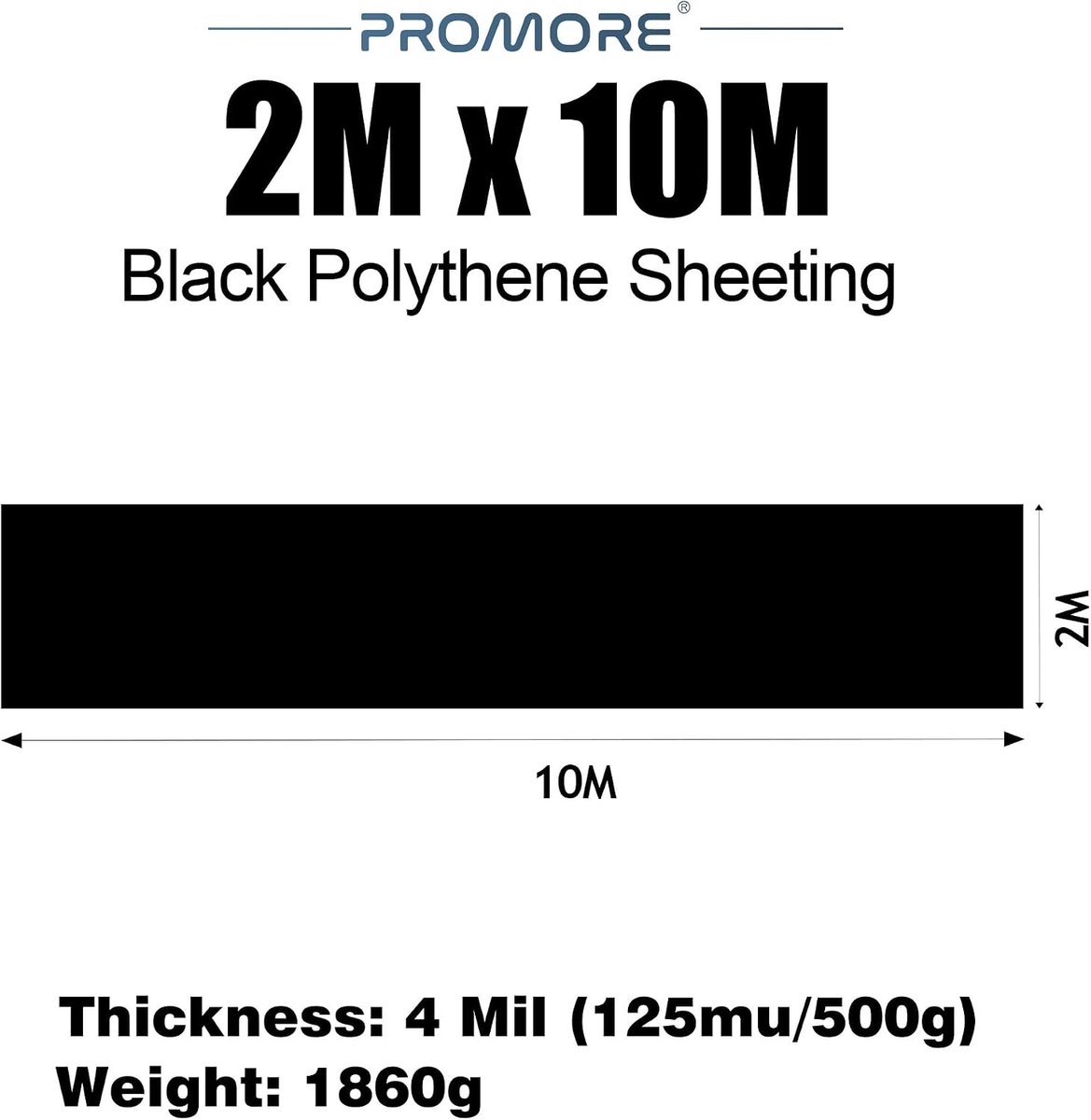 Plastic zeil 2x10m - zwarte polyethyleen - 4Mil dik - waterdicht voor tuin en schilderwerk - ShopVlot