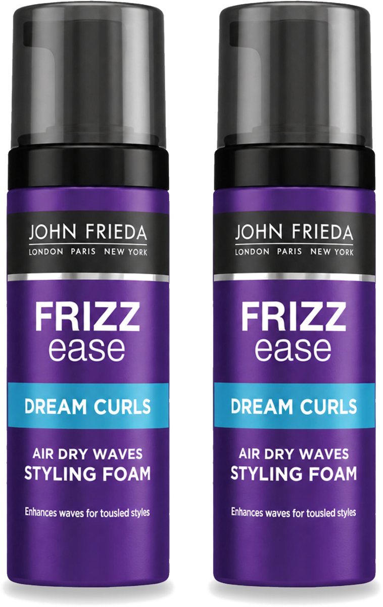 2 x John Frieda – Haarmousse – Frizz Ease Air Dry Waves Foam Styler – Natuurlijk golvend effect – 150 ml - Voordeelverpakking - 2 stuks