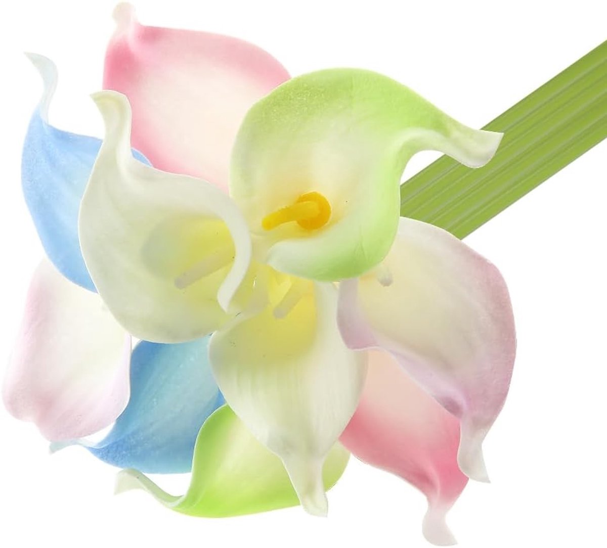 10 Stuks Gemengde Kleur Kunstmatige Calla Lelie Boeket, Realistische Latex Nepbloemen met Steel voor Bruiloft, Verjaardag en Tuin Decoratie