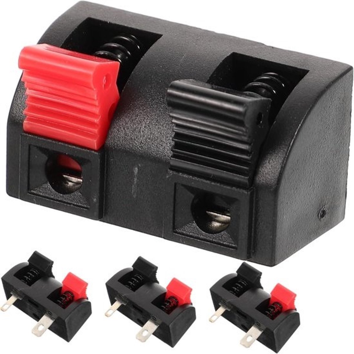 Aansluitingen voor luidsprekers - Audioterminals en connectoren - Voor stereoprojecten - Met dubbele montagegaten - 3,6 x 3 x 2 cm - Diverse kleuren