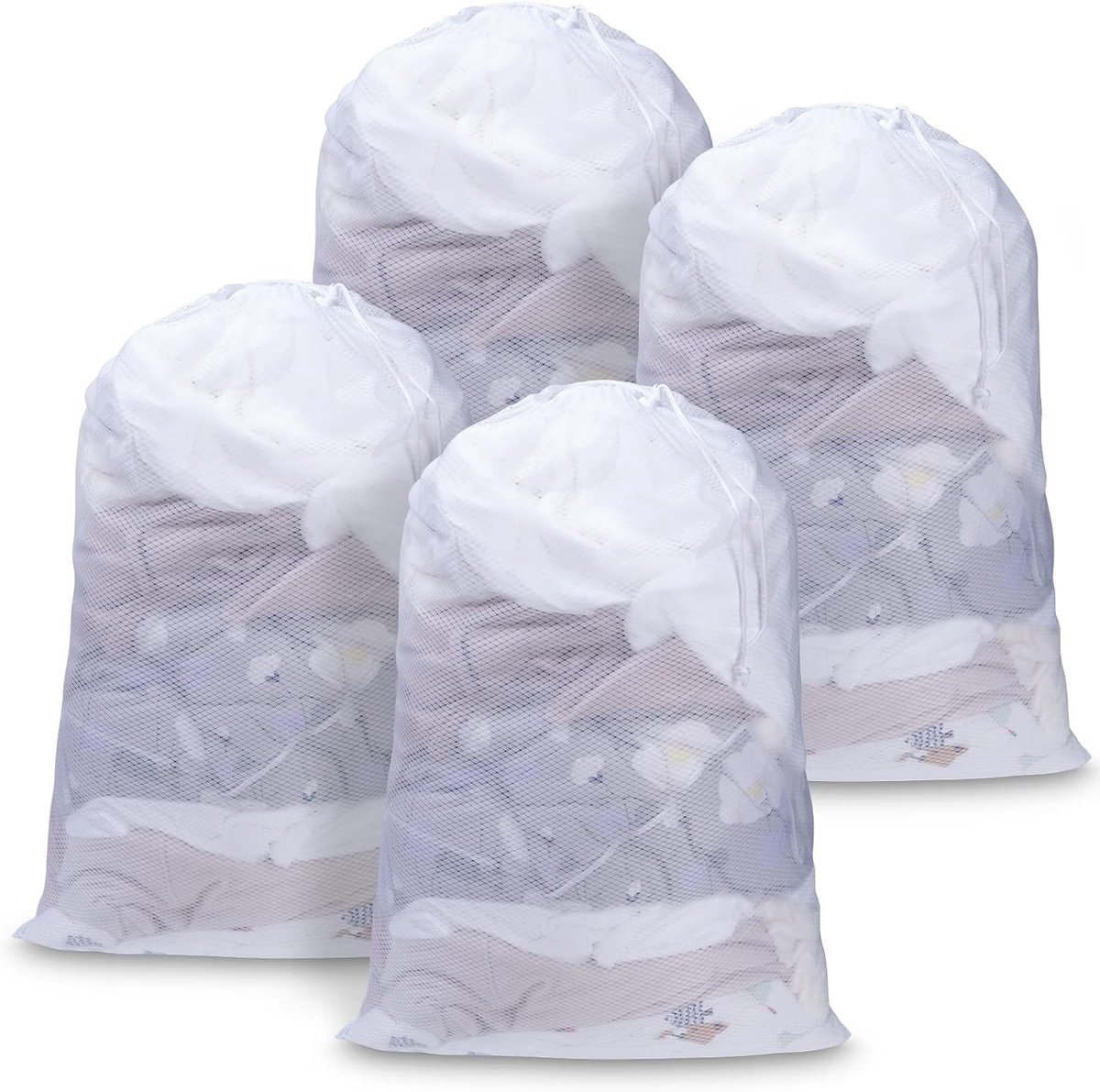 4 Stuks Trekkoord Waszakken, 60×90 cm Netwaszakken voor Delicate Kleding en Ondergoed
