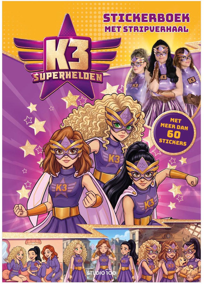 K3 - Stickerboek - Superhelden - Meer dan 60 coole stickers - Inclusief leuke puzzels, opdrachten en stripverhaal — cadeau in Spellen & Speelgoed - foto 6