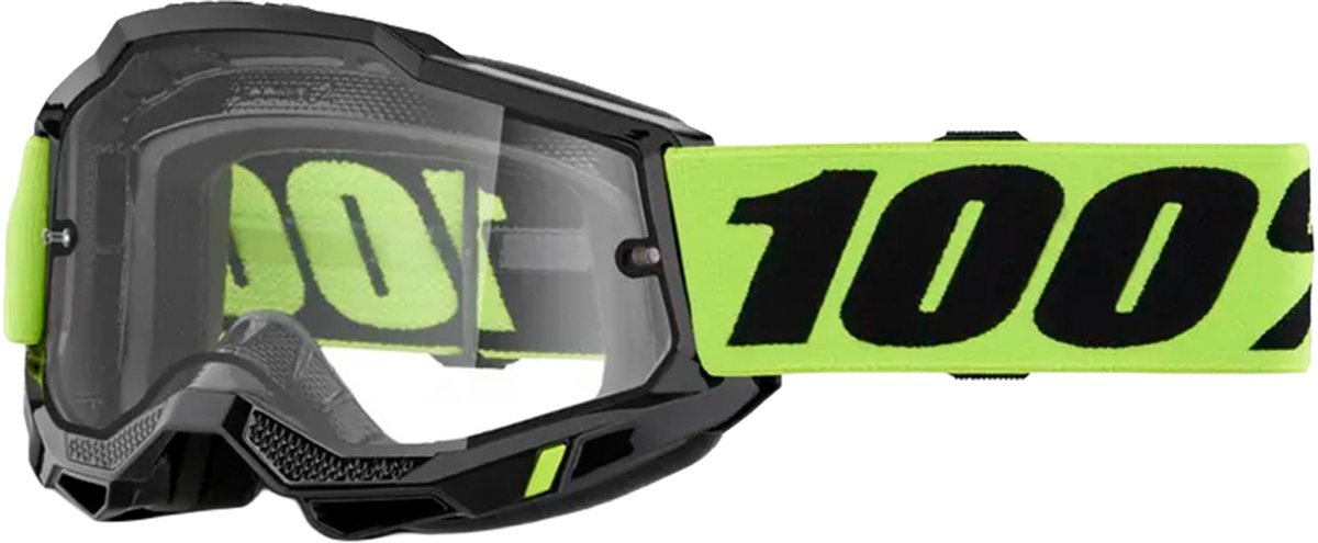 100% Accuri 2 Enduro Moto Goggles - Geel/Zwart - Helder Dubbel Glas