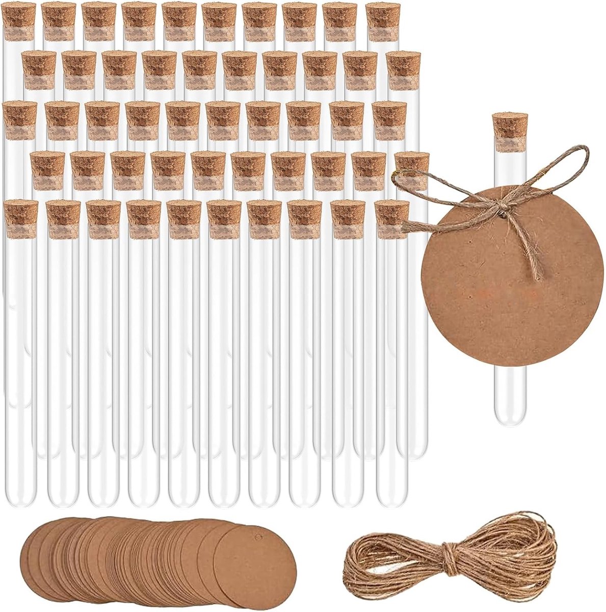 50 Stuks Doorzichtige Plastic Probu buizen met Kurken, Herbruikbare Vazen voor Planten, Bloemen en DIY Creaties, 13 x