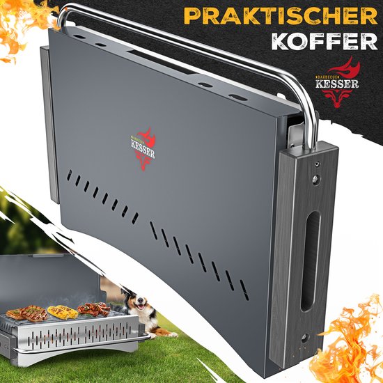 KESSER® Klapgrill - draagbare houtskoolgrill van gepoedercoat staal - met grillmat en draagtas - antraciet van KESSER — afbeelding 4