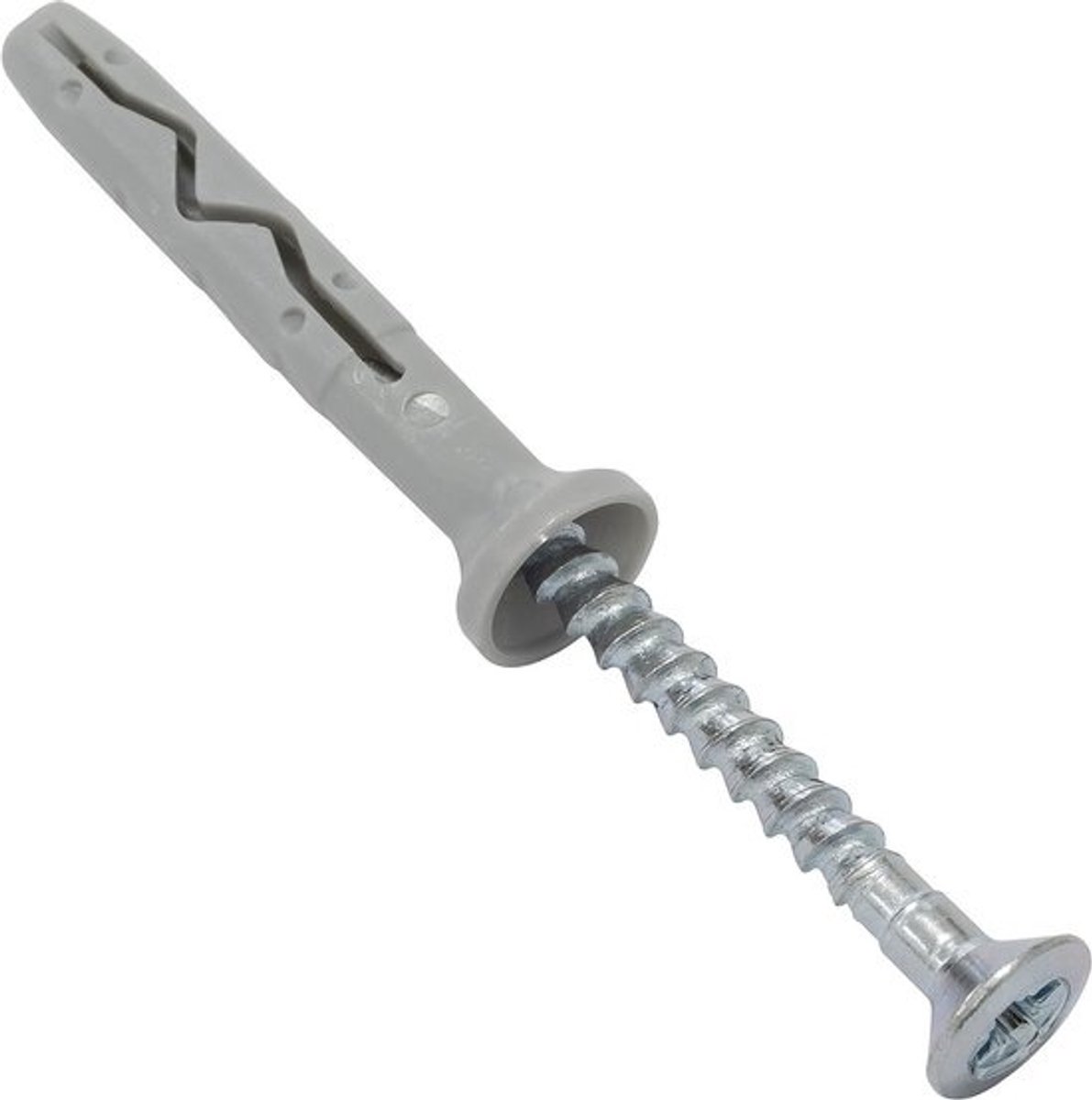 Set nagelpluggen - Schroeven en pluggen - Stevig bevestigen - Met freeskop - 100 stuks - Grijs