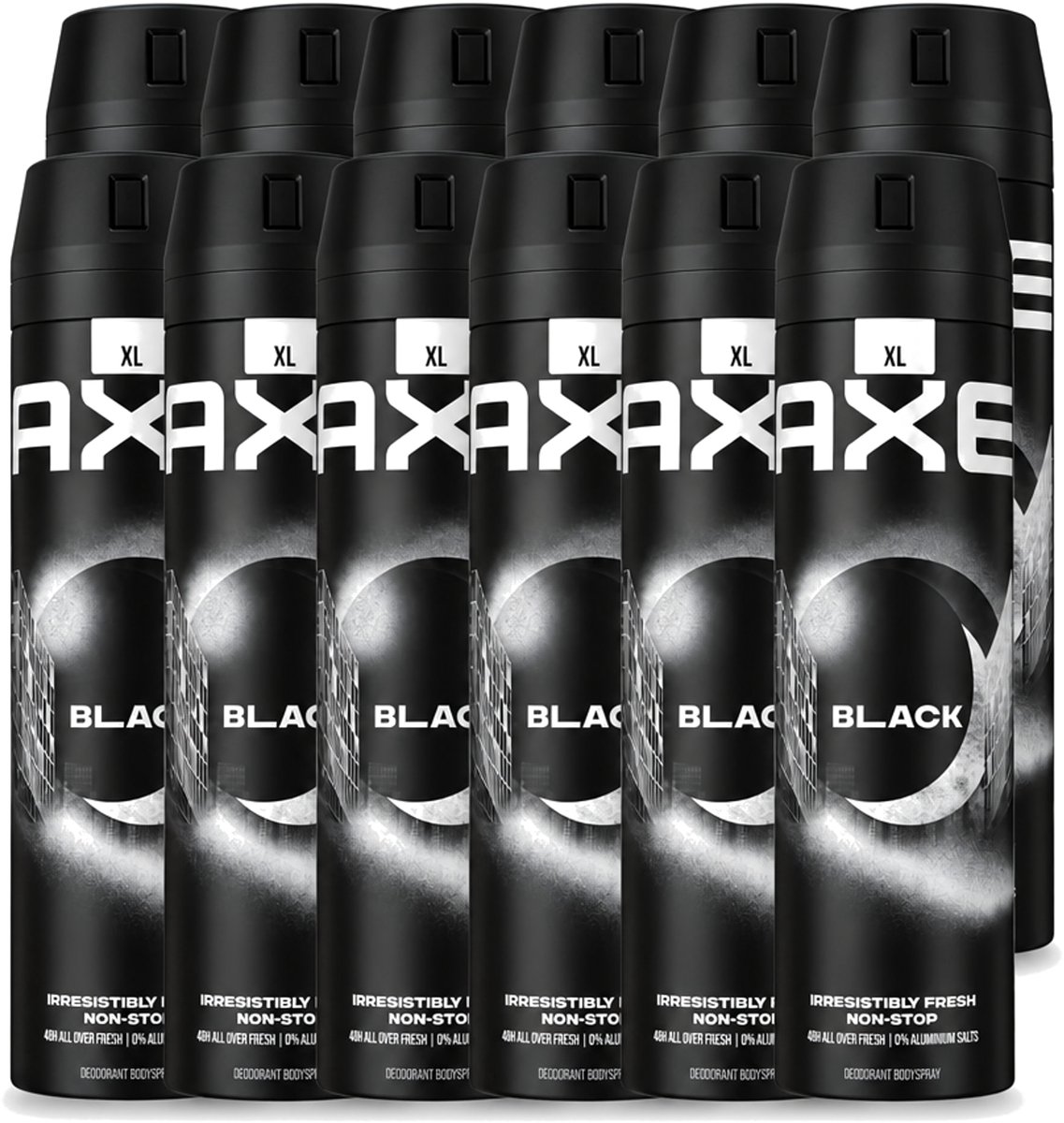12 x Axe XL - Deodorant Bodyspray - 48hrs Fresh - Black - Frozen Pear & Cedarwood - 200 ml - Voordeelverpakking - 12 stuks