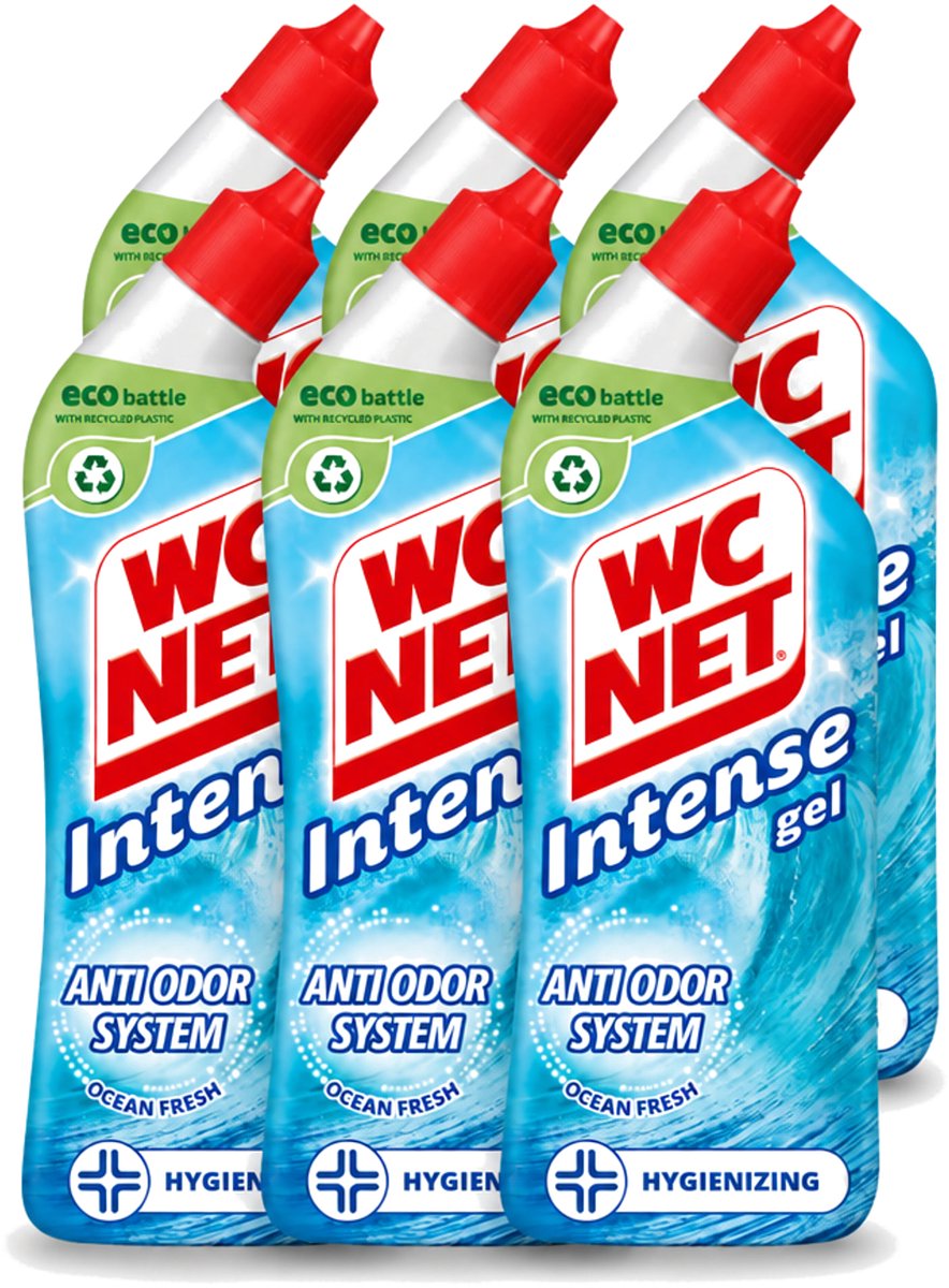 6 x WC Net - Toiletreiniger - Gel - Ocean Fresh - Verwijderd Geuren - 750 ml - Voordeelverpakking - 6 stuks