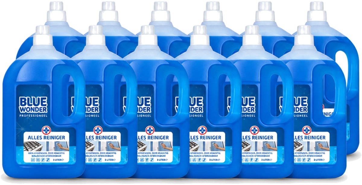 12 x Blue Wonder - Professionele Allesreiniger - Krachige Hygiëne - Biologisch Afbreekbaar - 3L - Voordeelverpakking - 12 stuks