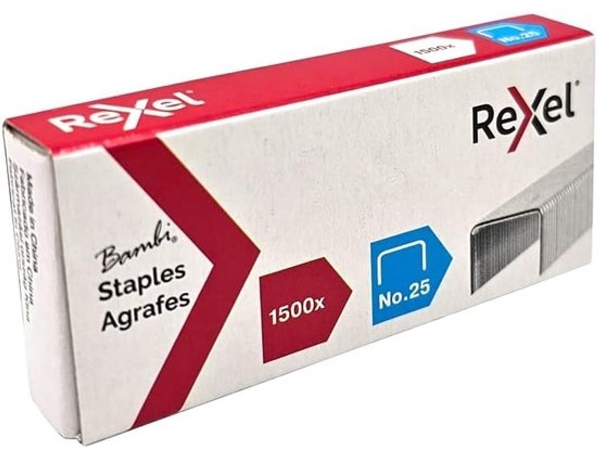 Rexel nietjes nr. 25 - 4 mm - 1500 stuks zilver
