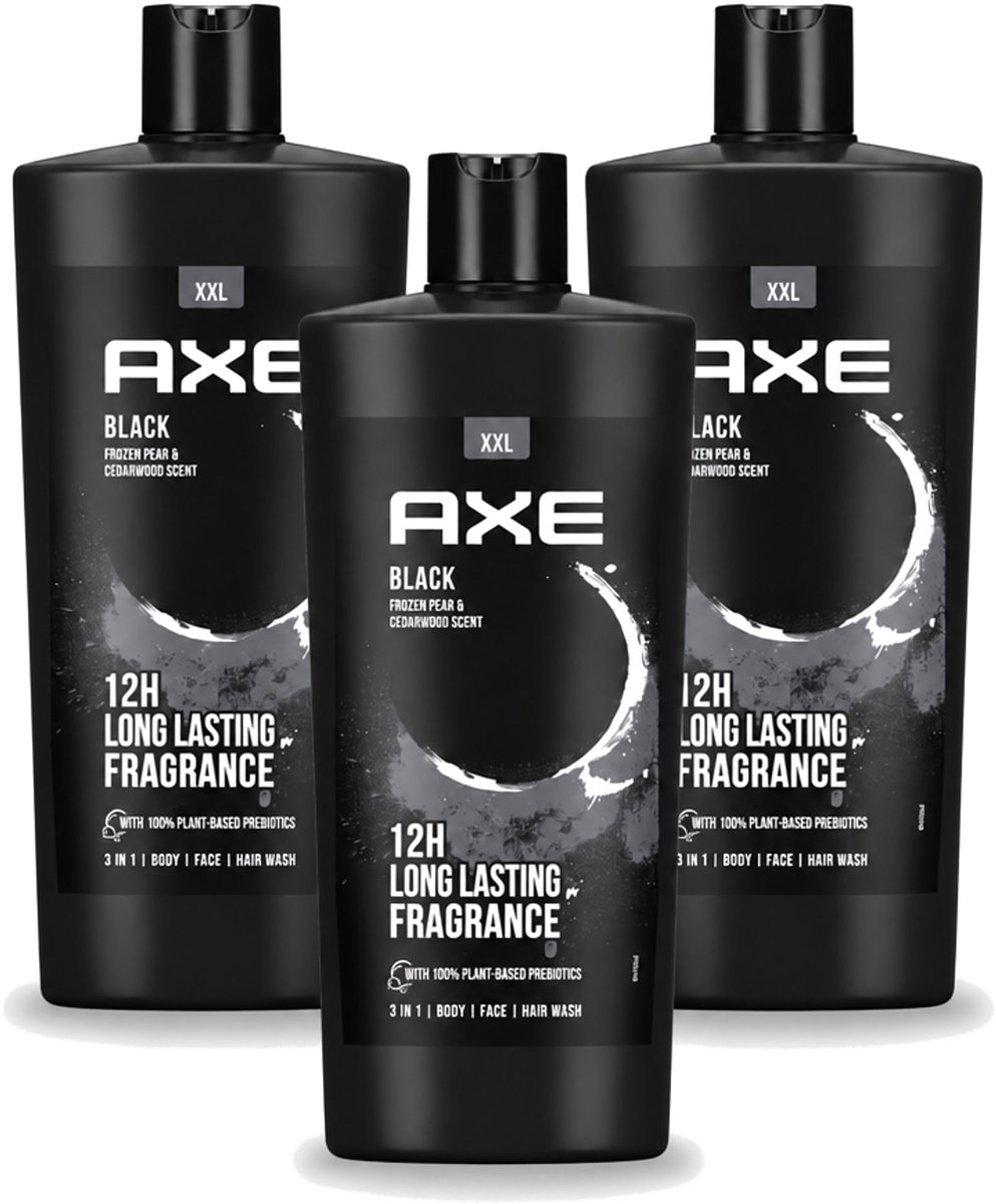 3 x AXE – Douchegel – Black – 700 ml - Voordeelverpakking - 3 stuks
