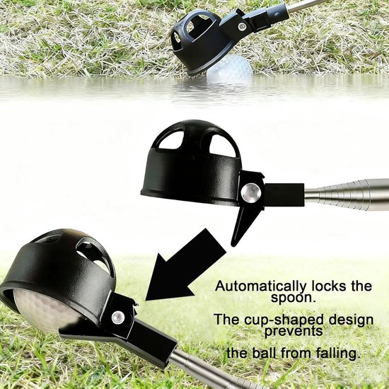 Draagbare Golfbal Retriever voor het Verzamelen van Golfballen, Ideaal Golfaccessoire en Cadeau voor Golfers en Mannen, RVS Ontwerp, 41 cm Lang — afbeelding 3