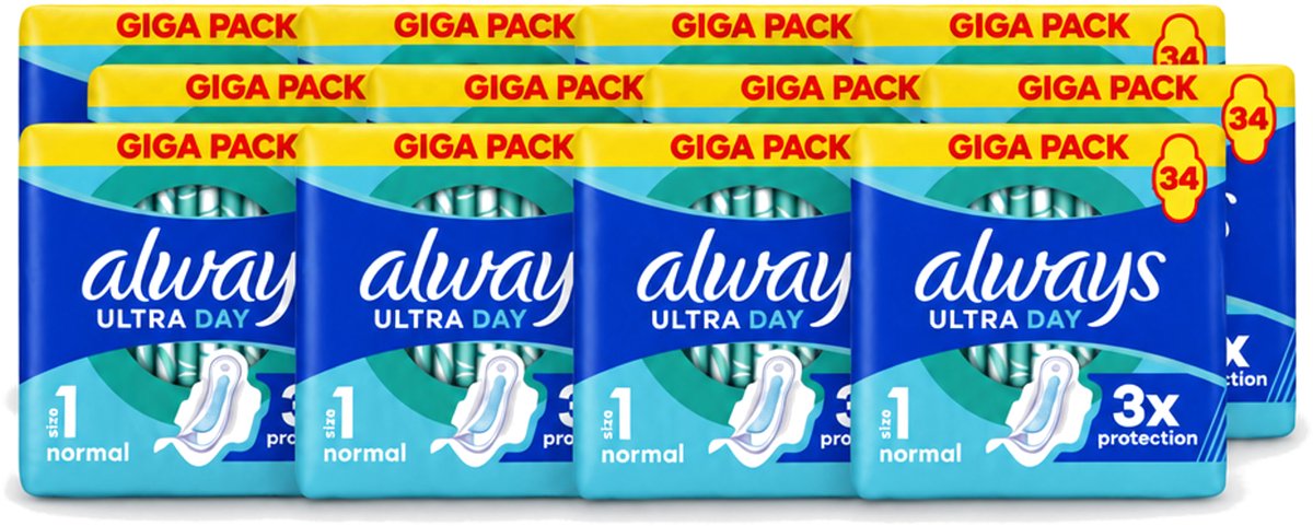 12 x Always - Maandverband - Dag - Normal - 34 Maandverband - Voordeelverpakking - 12 stuks