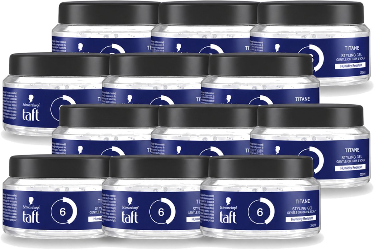 12 x Taft - Titane 6 - Styling Gel - Krachtige styling - 250 ml - Voordeelverpakking - 12 stuks
