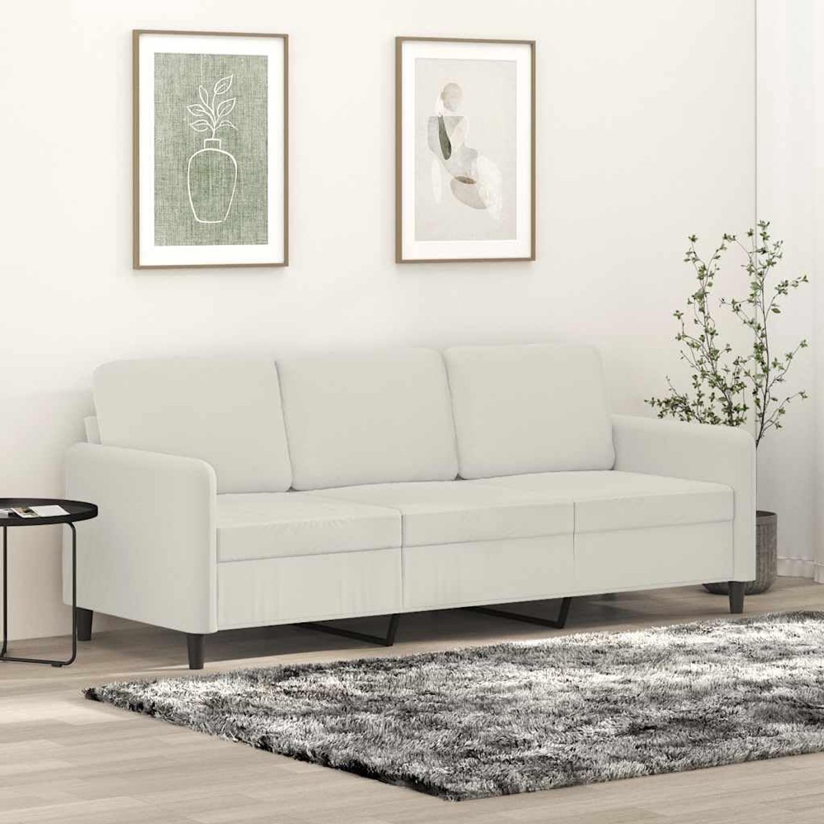 3-zitsbank, crème, 180 cm, fluwelen slaapbank met robuust metalen frame en comfortabele bekleding, voor woonkamer en kantoor