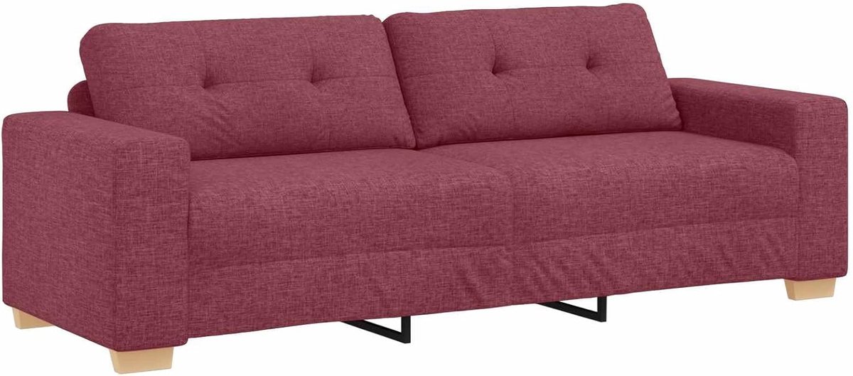 3-zitsbank, wijnrood, 180 cm, stoffen zitgroep bank voor woonkamer en ontvangstruimte, 3-zits bank met comfortabele bekleding en stabiele frameconstructie