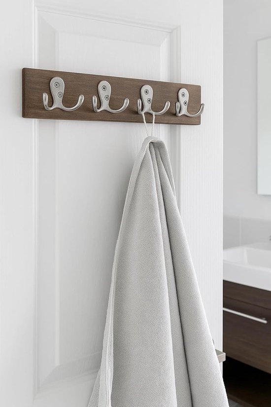 FUXXER® - antique double hooks, wardrobe hooks, towel hooks, clothes hooks, iron hooks, chrome design, vintage country - ShopVlot — afbeelding 4