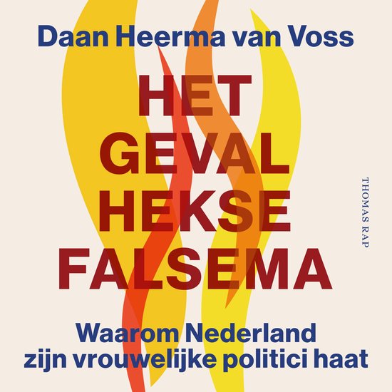 Boek "Het geval Hekse Falsema" door Daan Heerma van Voss, met gele en rode vlammen.