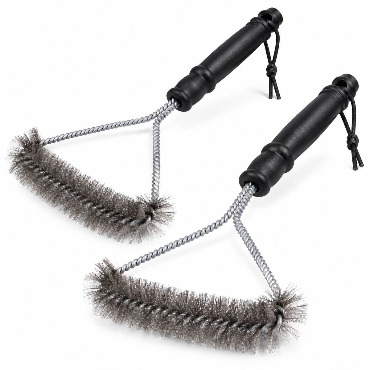 VHV - RVS bbq borstel - 2 stuks - Zilver/zwart - Bbq brush - Bbq reiniger - Bbq schoonmaakborstel - Rooster reiniger