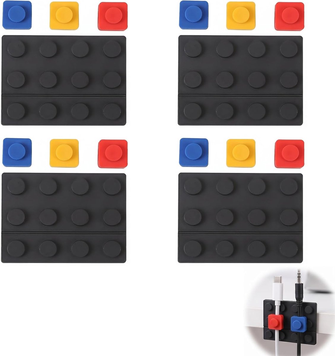 Kabelorganizer voor bureau, 4 stuks, kabelbeheer, creatief design, zelfklevende kabelopslag voor USB-kabel, oplader - ShopVlot