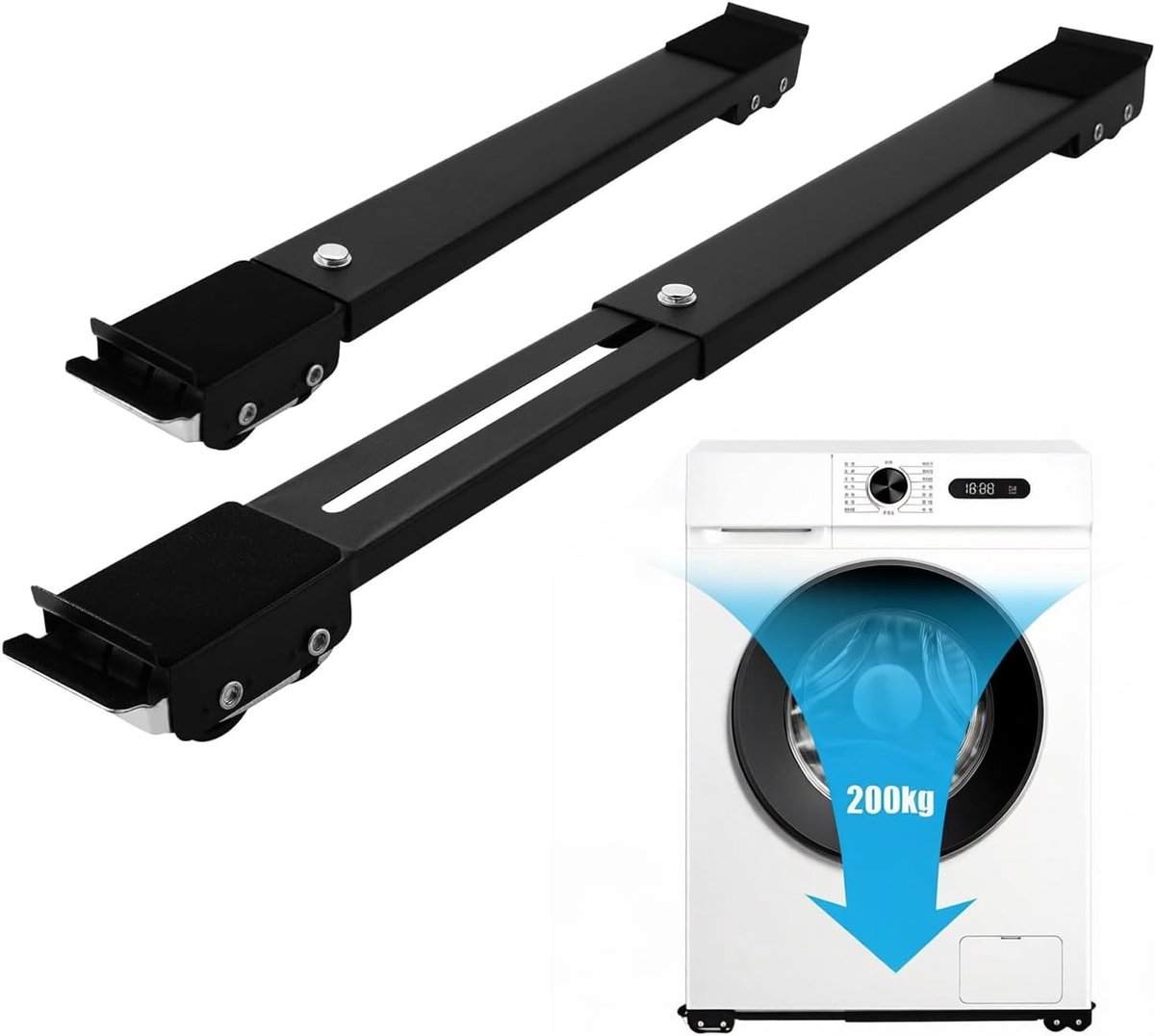 Wasmachine-onderstel verstelbaar 40-69 cm - meubelroller met 24 wielen - antislip rubber - belastbaar tot 200 kg - ShopVlot
