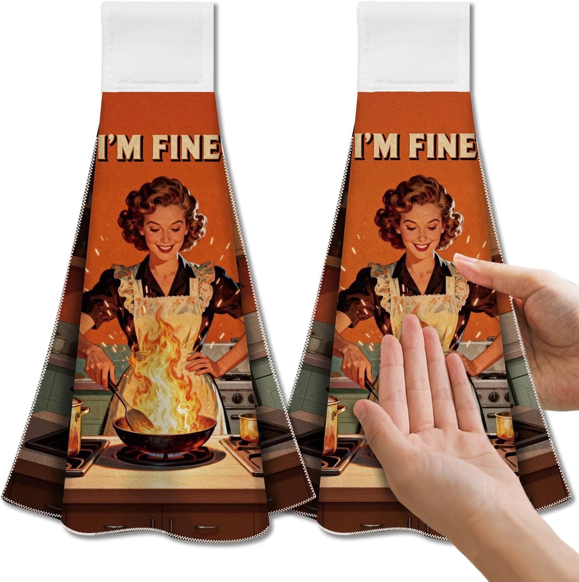 CUTHOLLOW 2pcs Housewife Tea Towels for Kitchen with Loop, 31.5 x 43.5cm Soft Super Absorbent Microfiber Decorative - ShopVlot