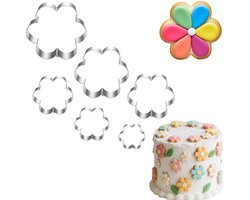 UKoosien Bloem Cookie Snijder Set - 6 Stuks - 10,2 cm 9 cm 7,5 cm 6,4 cm 4,5 cm 2,4 cm - Vaatwasserbestendig - ShopVlot