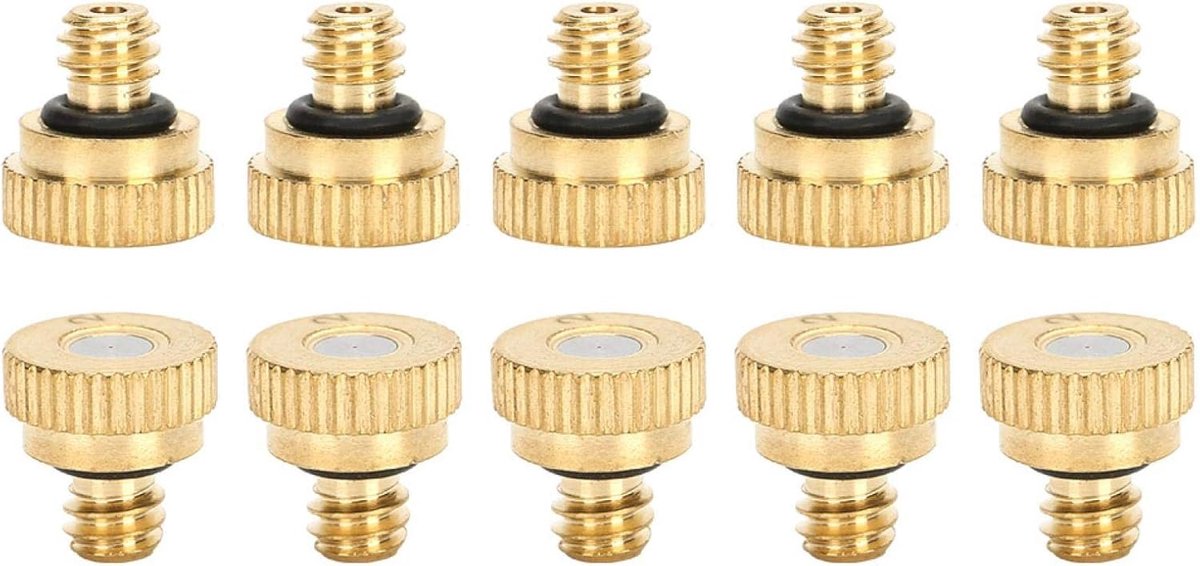 10pcs Brass Misting Nozzles, 0.2mm Tap Water Low Pressure Outdoor Misting Spray Head Misting System Nozzle - ShopVlot
