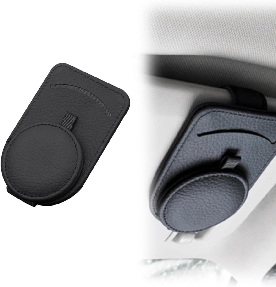 Brilhouder voor de auto, 1 stuk, sterke magnetische zonnebrilhouder voor auto, echt leer, brillenhouder voor auto - ShopVlot