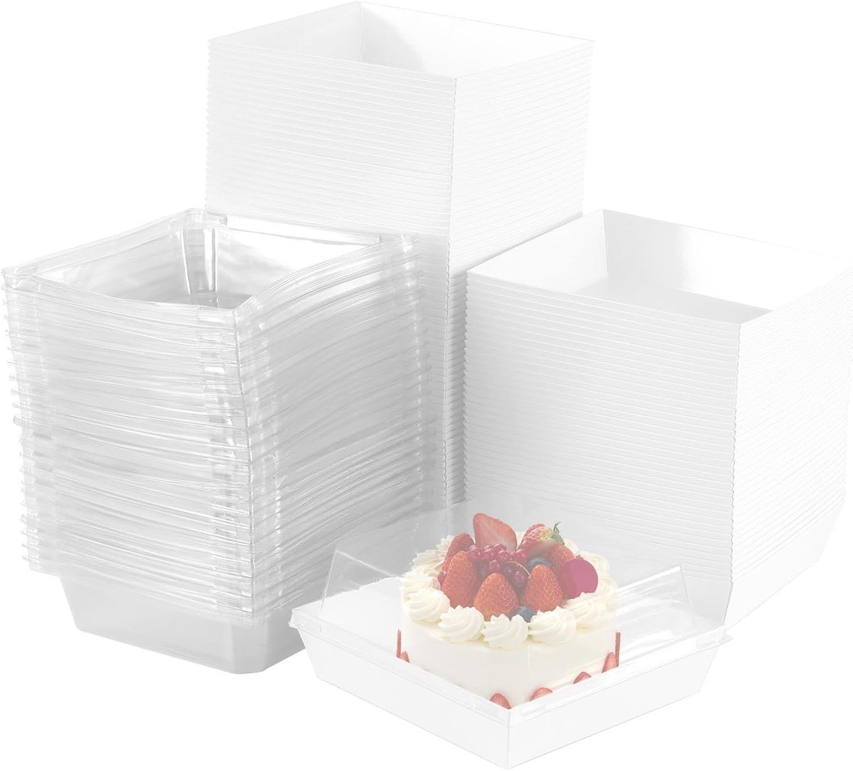 100 Stuks Cake Slice Dozen met Duidelijke Deksel, 5 Inch Papieren Dessertdozen voor Taart, Sandwiches en Koekjes