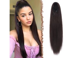 FESHFEN Straight Ponytail Extensions with Drawstring, 50cm Long Hairpiece Clip in Ponytails Extension for Women - ShopVlot