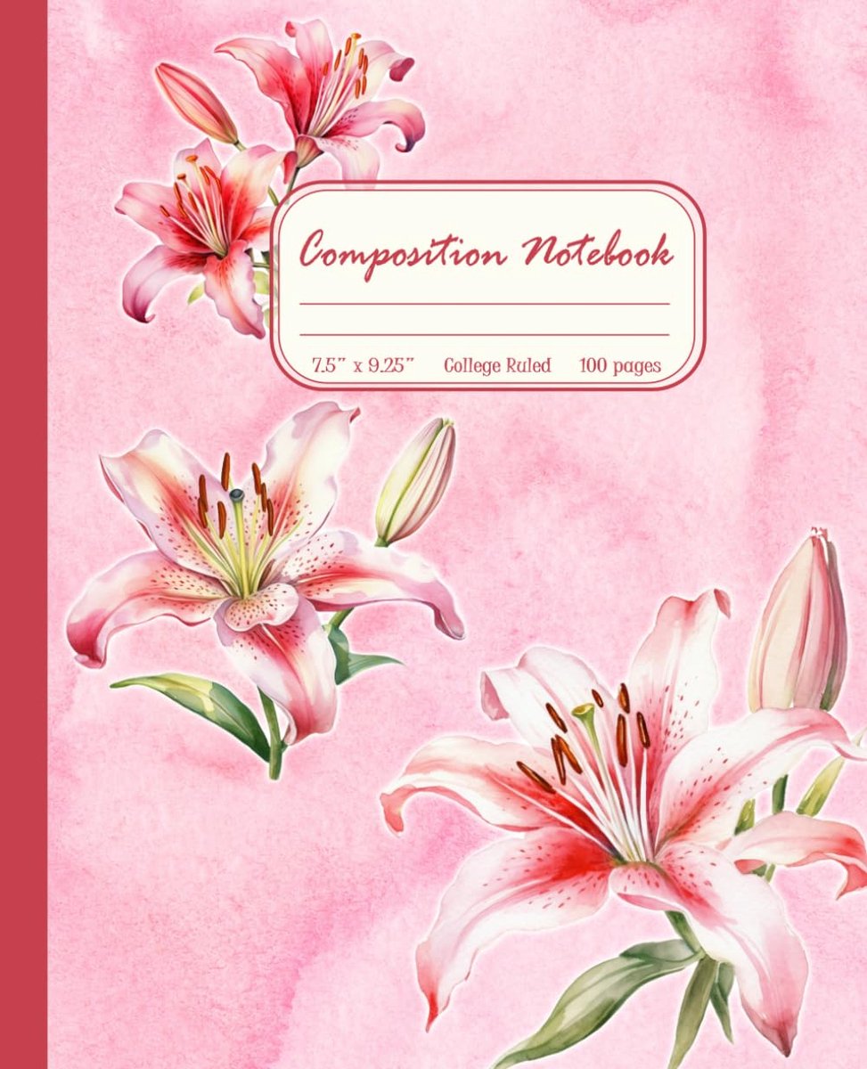 College Ruled Composition Notebook: Pink Summer Flower Aesthetic Cover. Cute Floral Themed Journal for Girls, Teens - ShopVlot